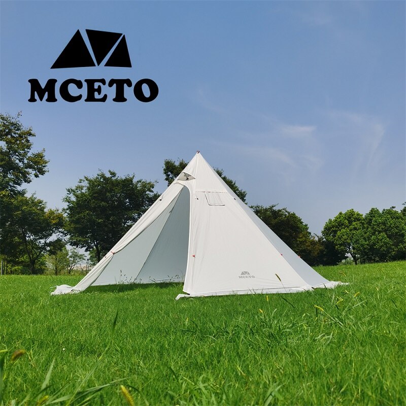 Cheap Goat Tents MCETO Outdoor Camping Lightweight 400CM Teepee 20D Hot Tent with Stove Jack Winter Hunting Octagonal 2Doors Wind And Rainproof   
